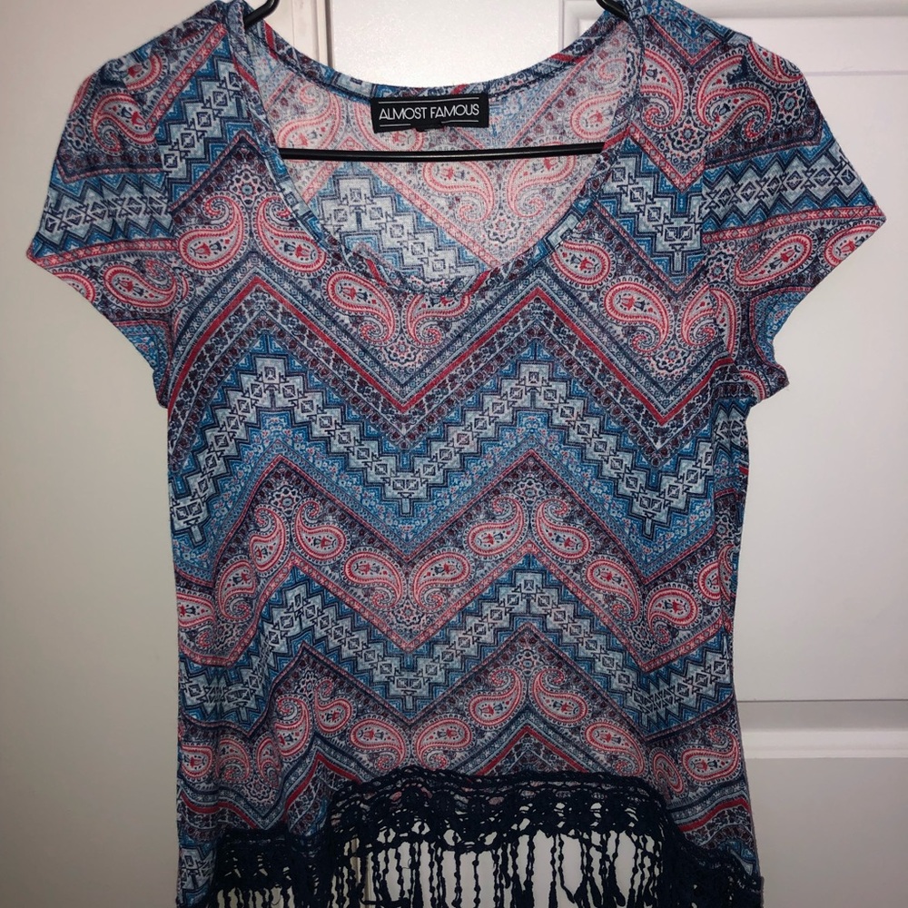 Paisley print with fringe bottom top
